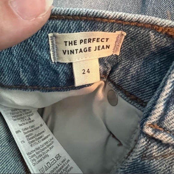 NWT Madewell The Perfect Vintage Jean in Coney Wash: Destroyed Edition Size: 24 - Picture 5 of 13